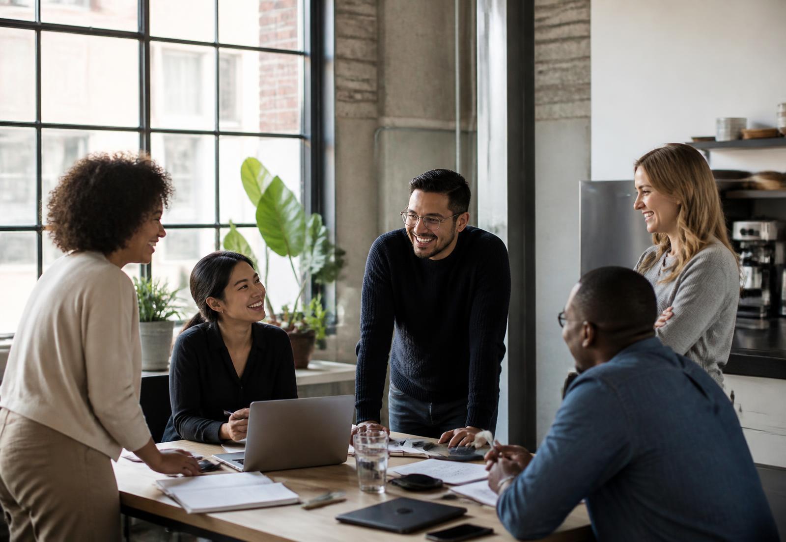 A leadership team working through the business together
